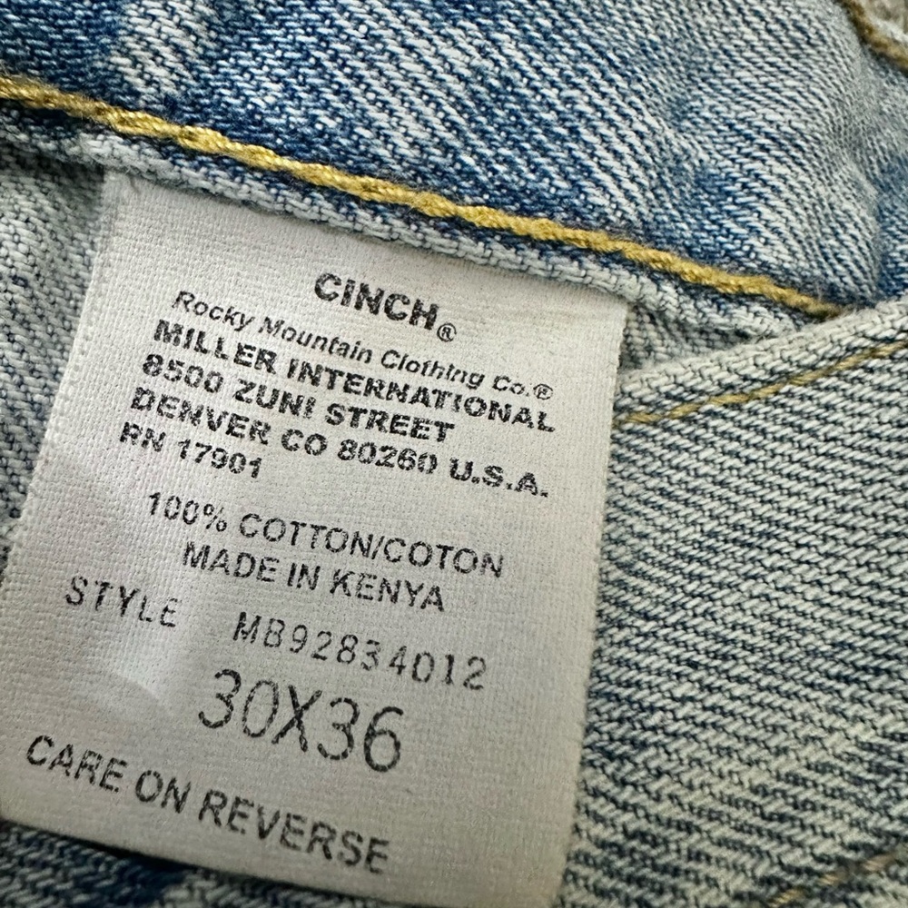 🇺🇸 CINCH Rocky Mountain Clothing 100% Cotton Men’s Denim Jeans - Picture 5 of 5